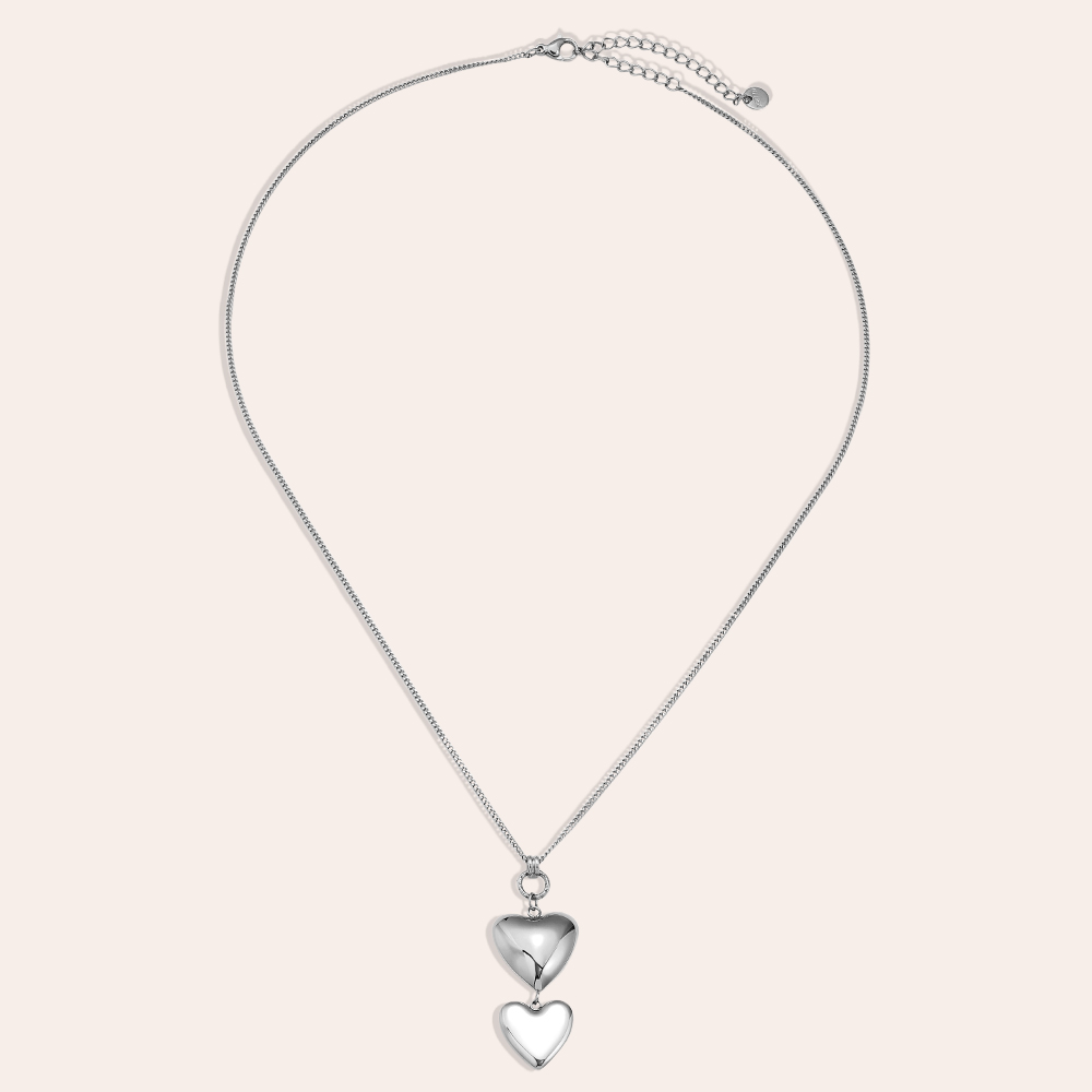 Stainless steel necklace 50cm Two Hearts