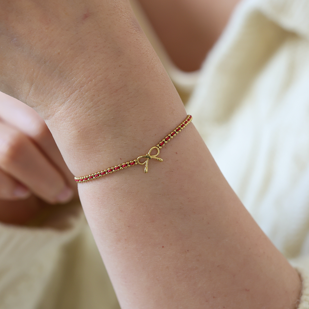 17cm loop is on the red cord stainless steel bracelet       