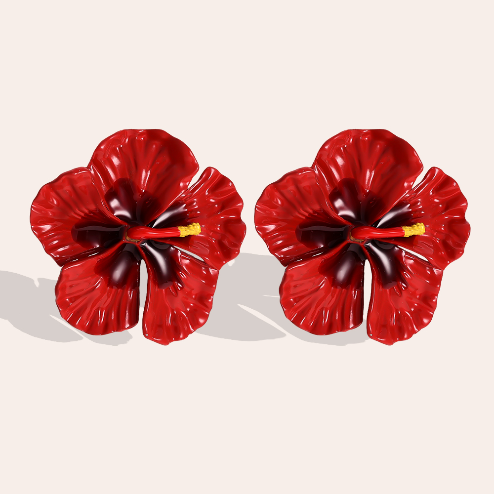45mm Red Flower Earrings