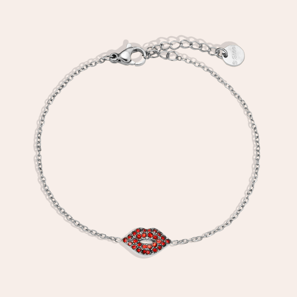 17cm Diamond Red Lip stainless steel bracelet   17cm Diamond Red Lip stainless steel bracelet