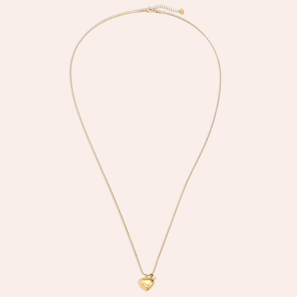 43cm Heart And Diamond Dot Stainless Steel Necklace        