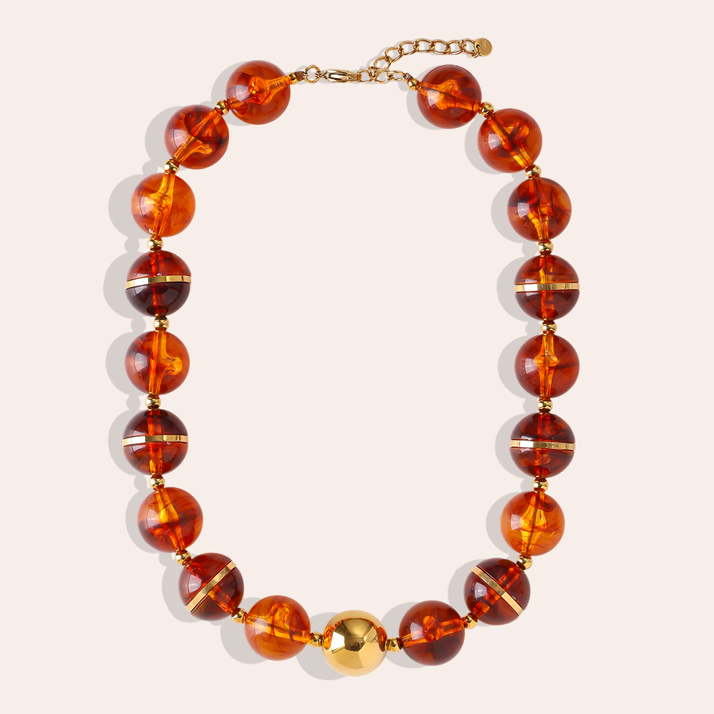 48cm round acrylic bead chain stainless steel necklace    