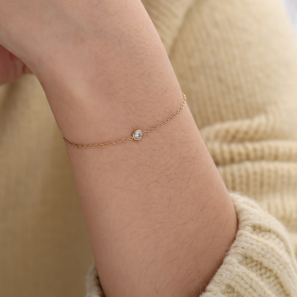 16cm minimalist zirconia stainless steel bracelet