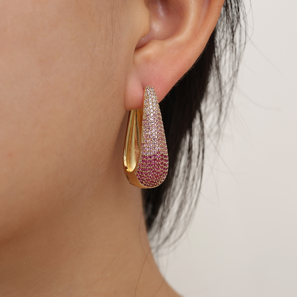 3.2cm Drop Diamond Gold-plated Earrings     