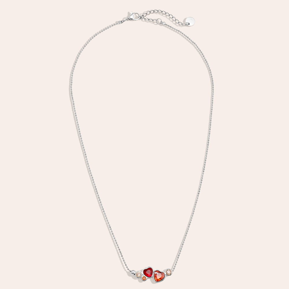 40cm Diamond Red Heart stainless steel necklace   