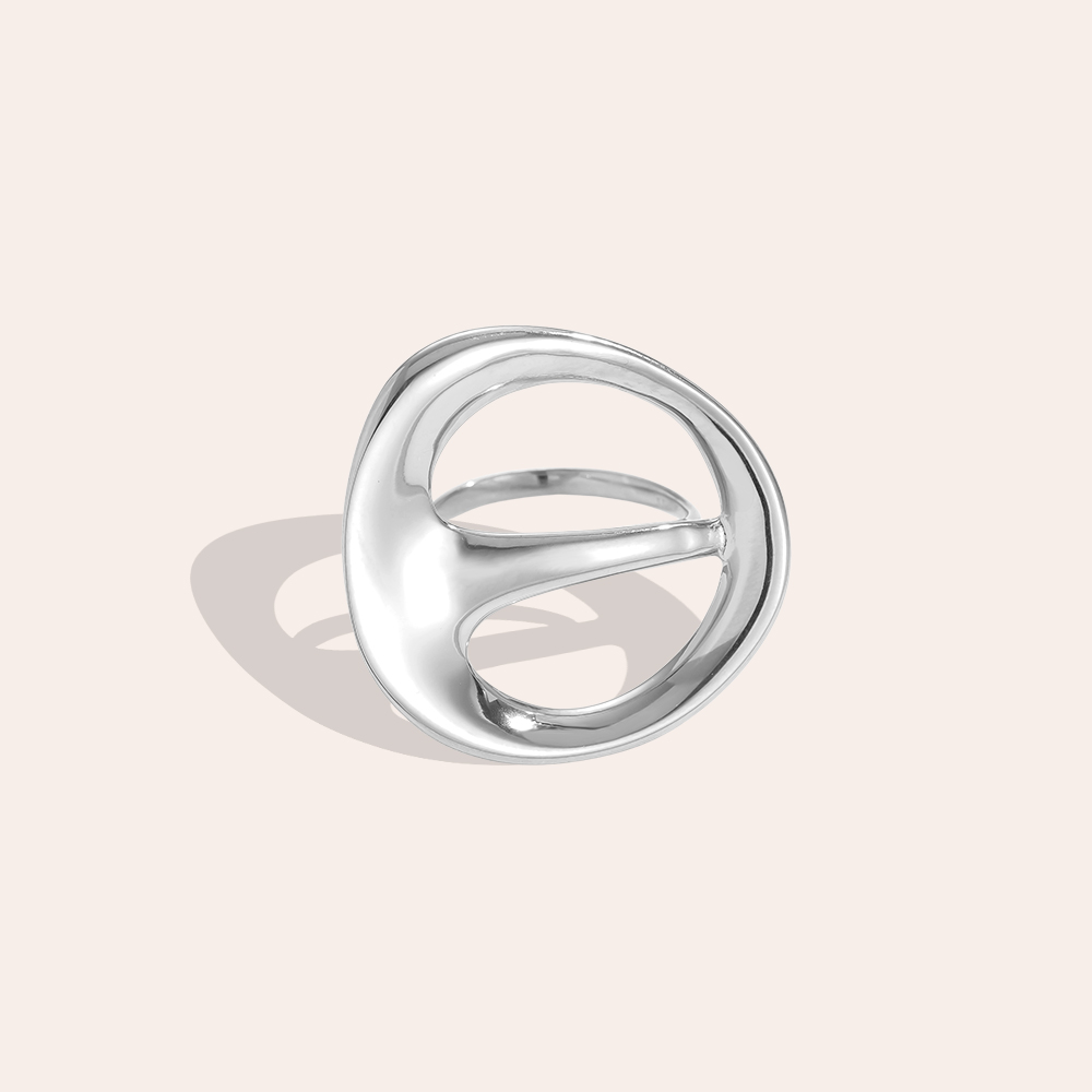 Adjustable large circle design stainless steel ring   