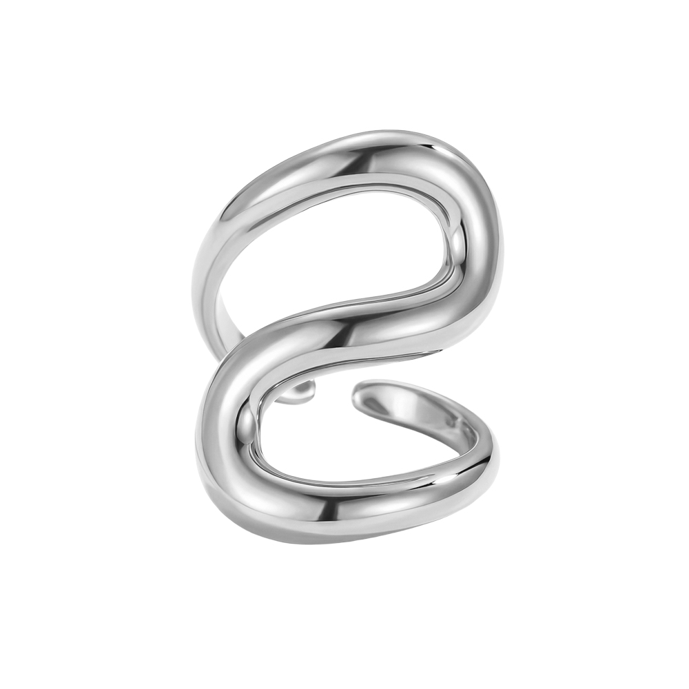 Stainless steel ring, adjustable, S-shaped