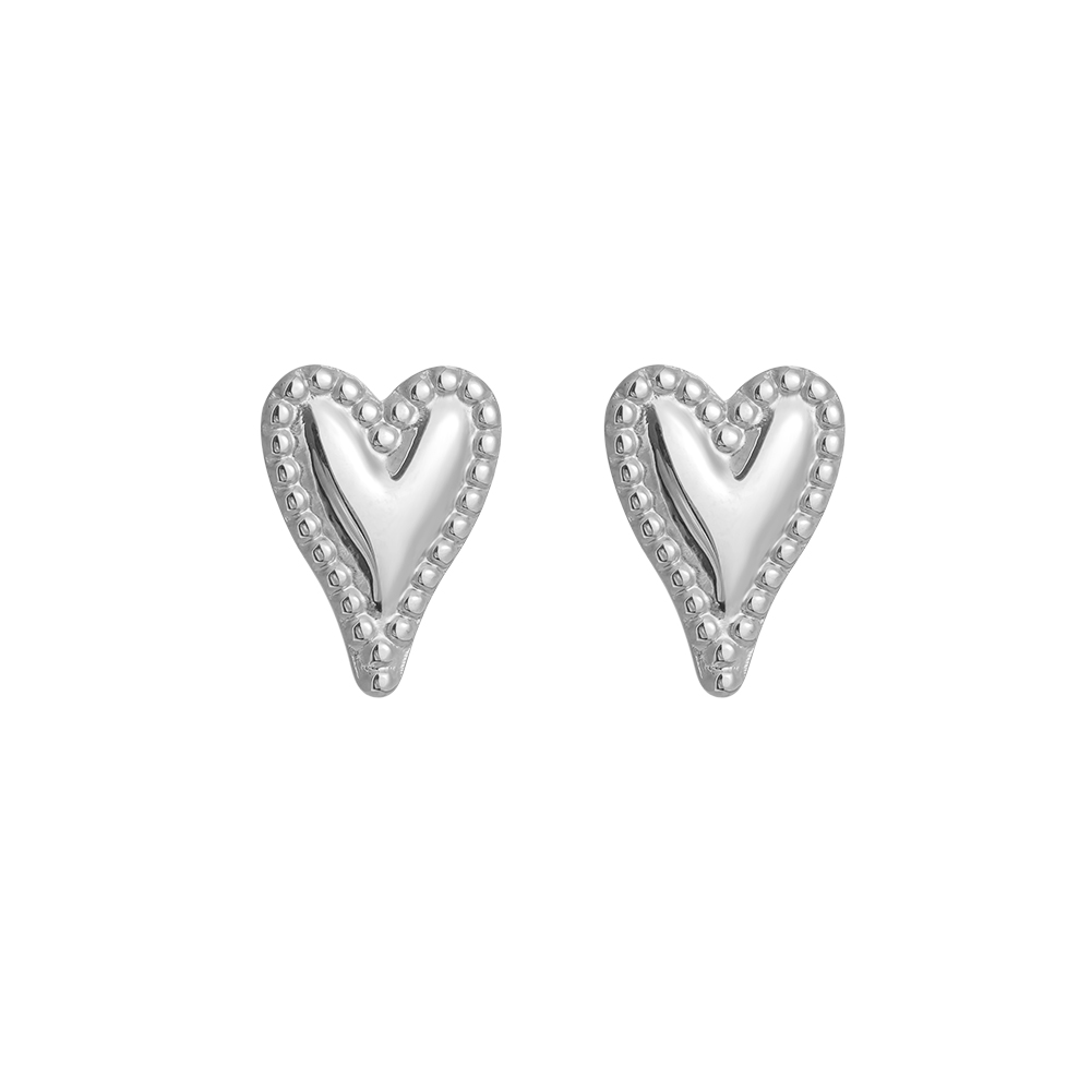 12.5*17mm Fine Heart Stainless Steel Earrings      