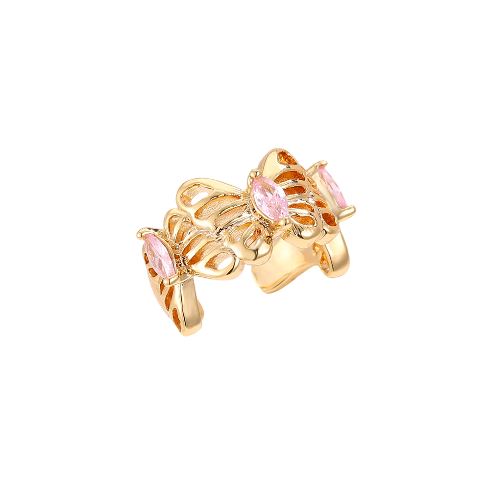 15mm butterfly zirconia gold-plated earrings