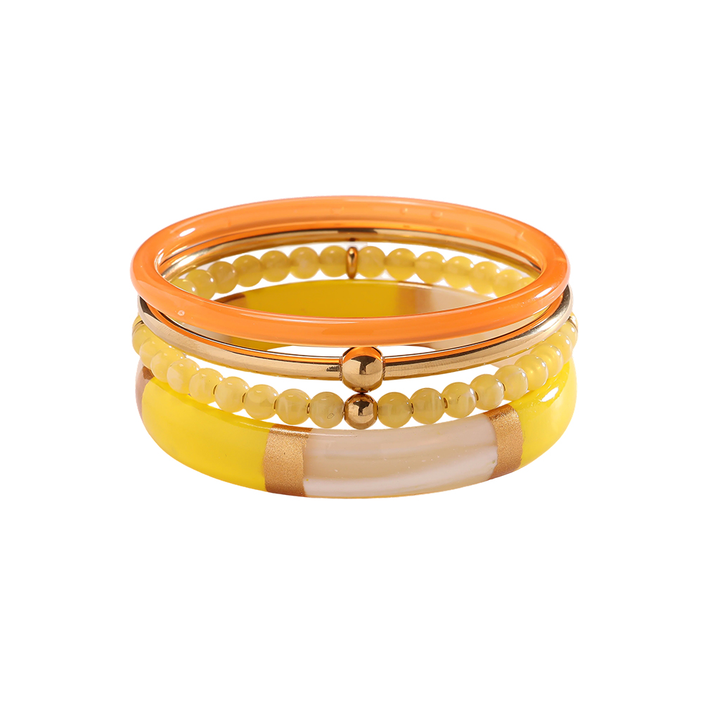 Stainless steel bangle set 6.5cm width 4 pieces acrylic  