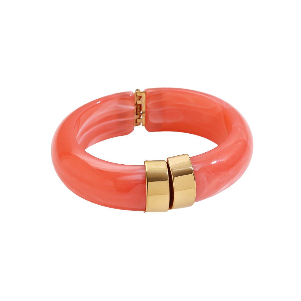 Round chunky resin stainless steel bangle  