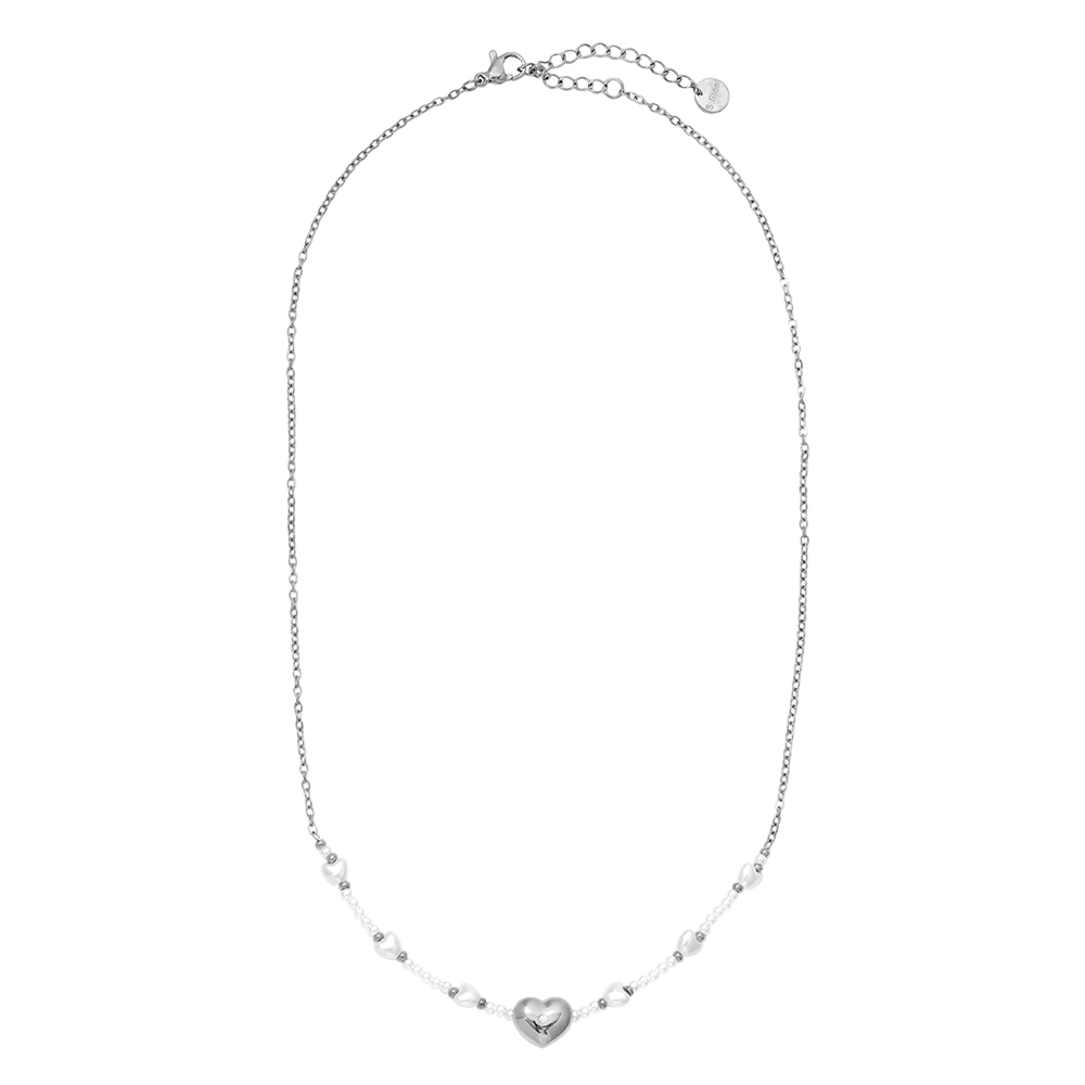 40cm Pearly And Hearts stainless steel necklace    