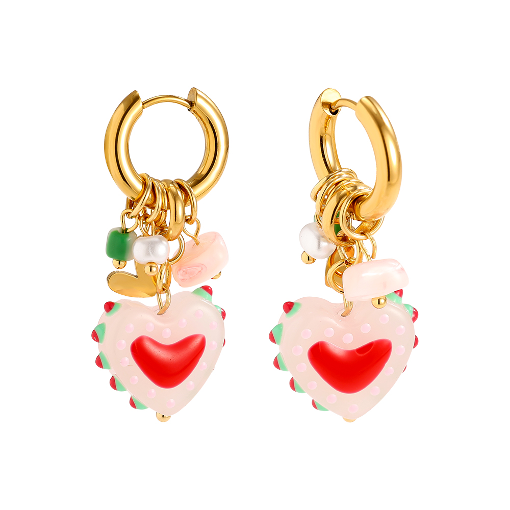 4.2*1.9cm Colourful Acrylic Heart Stainless Steel Earrings      