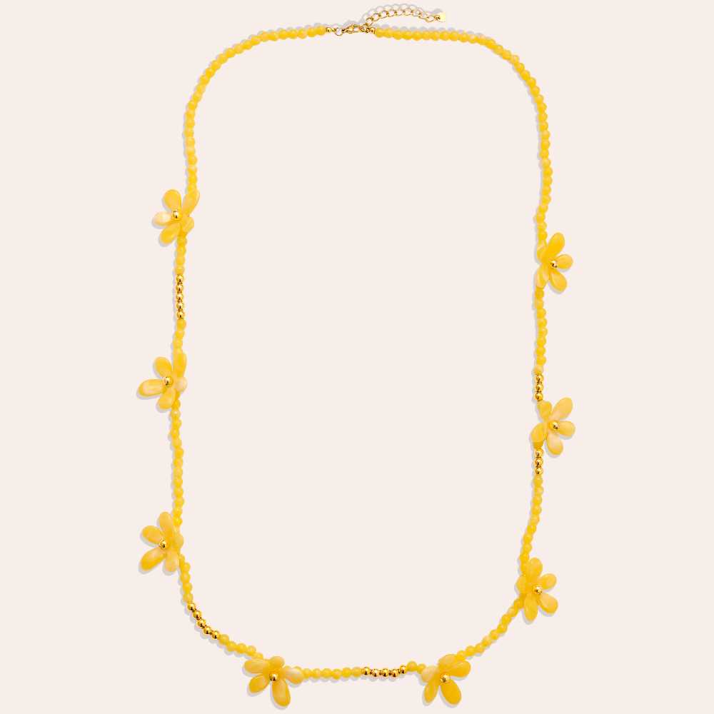 105cm Pretty Resin Flower Stainless Steel Necklaces  