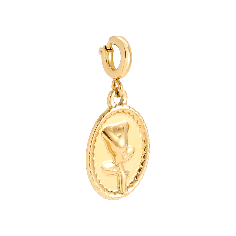 17.5mm Spring Clasp Rose Frame Stainless Steel Pendant       