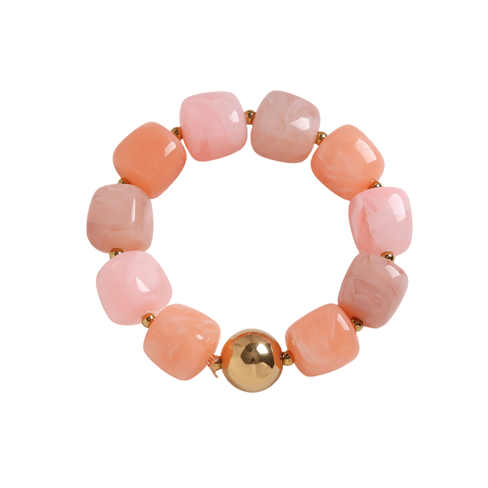 Adjustable resin square round shape stainless steel bracelet