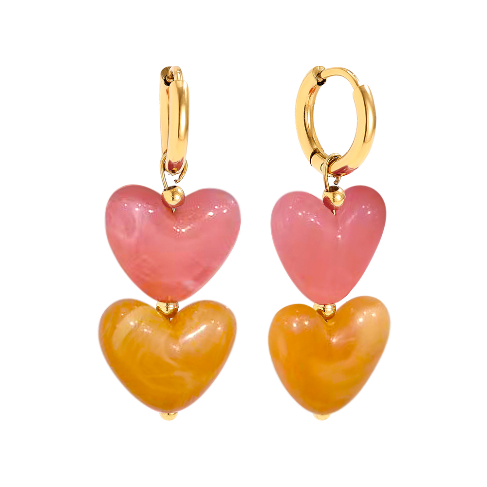 3.5cm Acrylic Hearts stainless steel earrings        