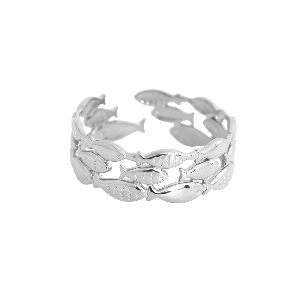 Adjustable many small fish stainless steel ring    