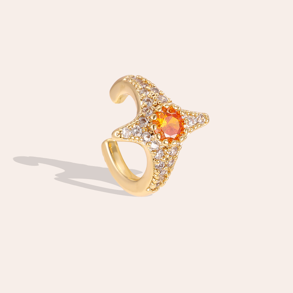 15mm star zirconia gold-plated ear cuffs 