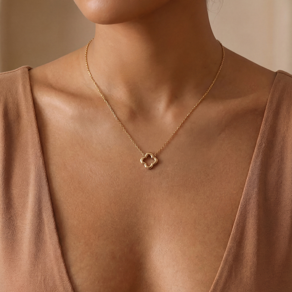 40cm lucky shamrock stainless steel necklace     