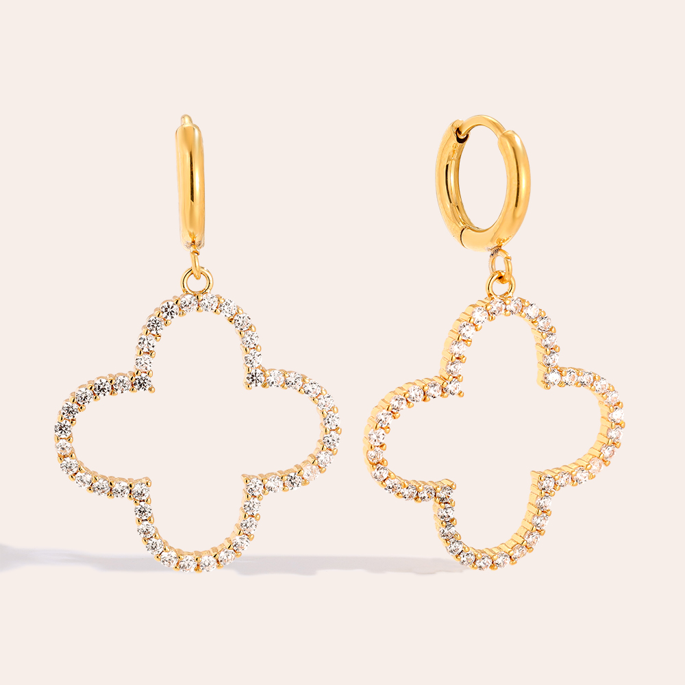 40mm Diamond Clover stainless steel earrings  