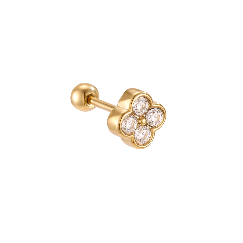 Stainless steel piercing 5mm mini zirconia flower