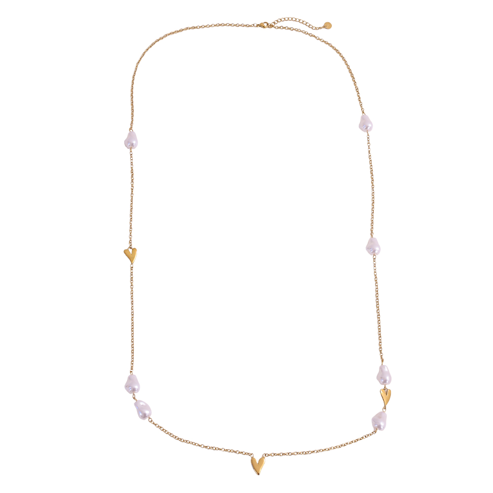95cm heart bead stainless steel necklace