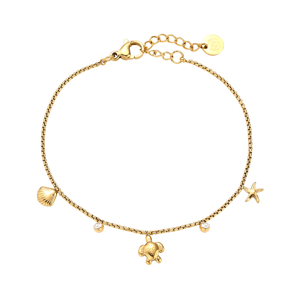 17cm Mini Sea Life And Diamond stainless steel bracelet 