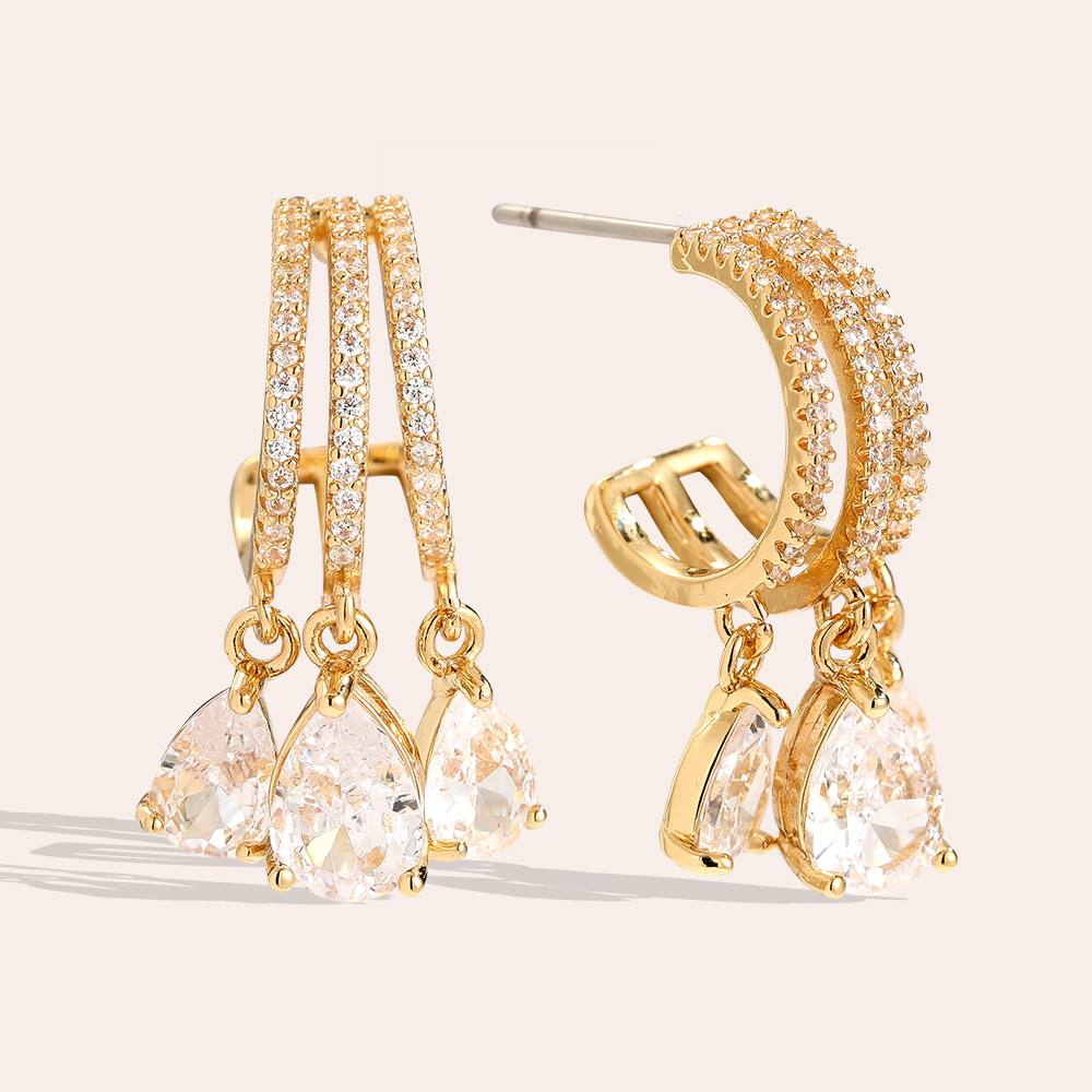 Diamond Drops gold-plated earrings  