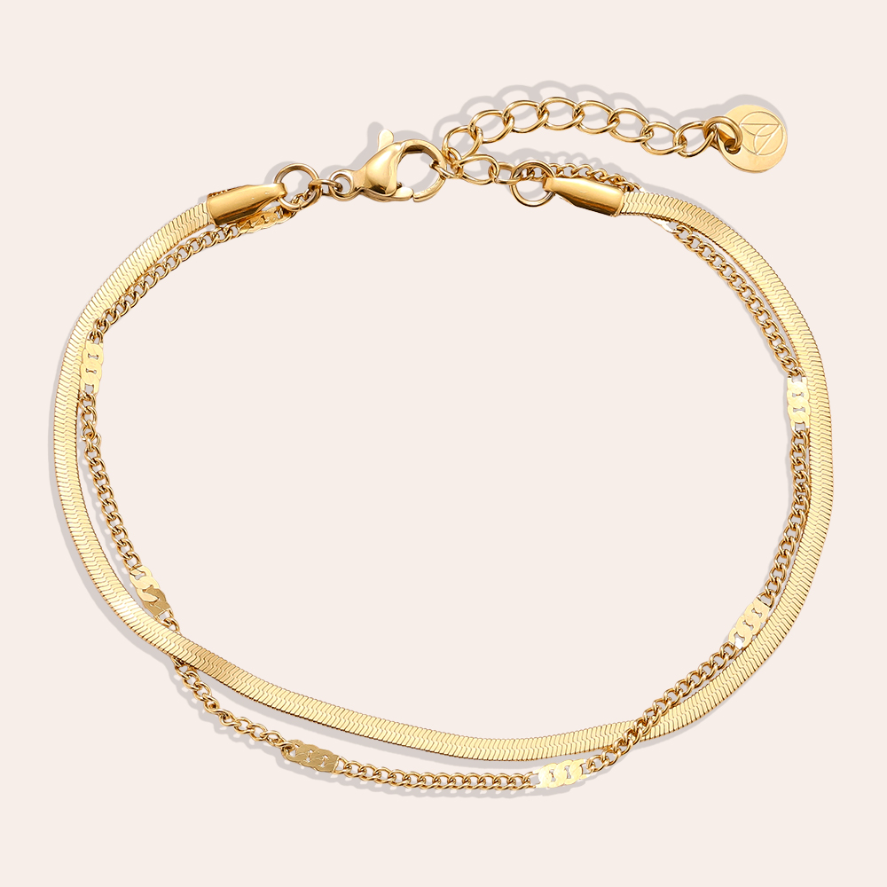 16cm Two Layer Casual Stainless Steel Bracelet      