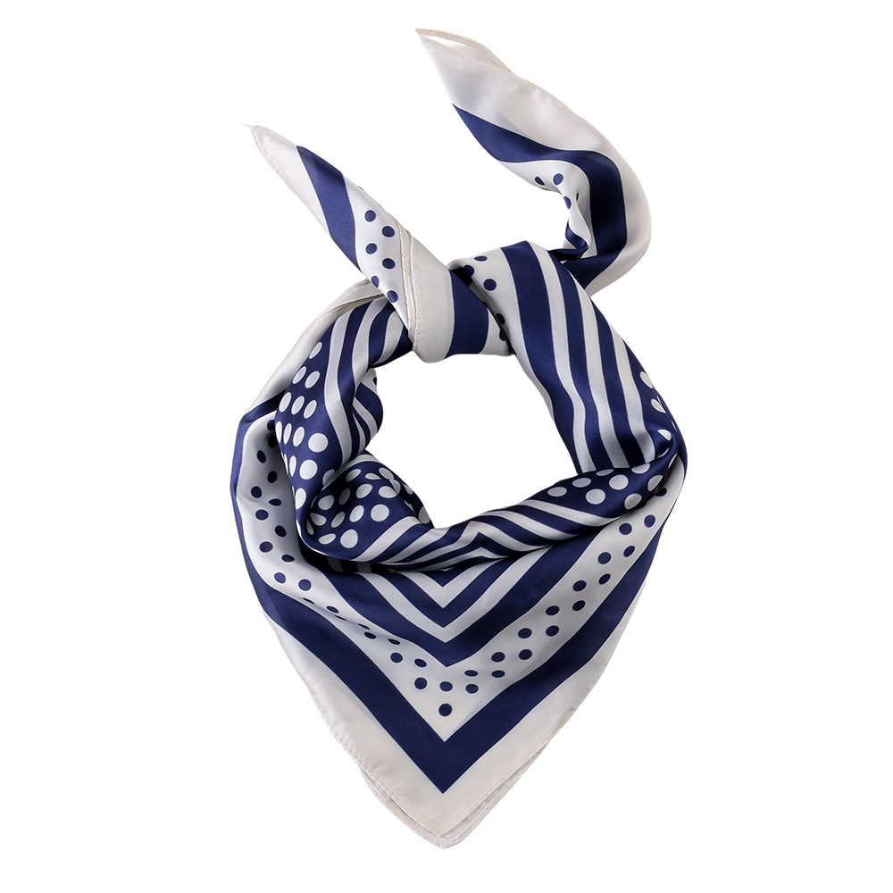 68*68cm Blue stripe dot pattern scarf