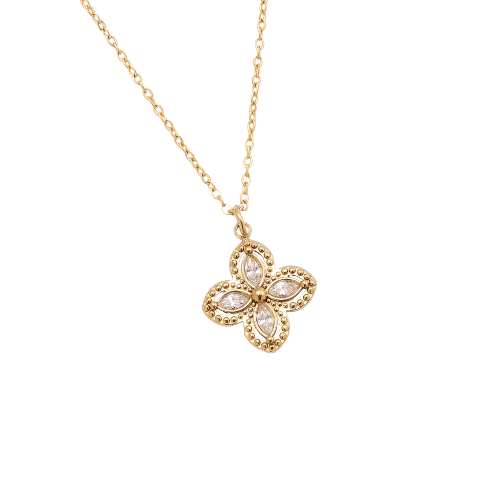 40cm Fancy Diamond Flower stainless steel necklace       
