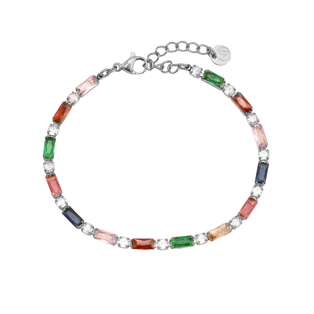 15cm Multi Colour Diamond Stainless Steel Bracelet      