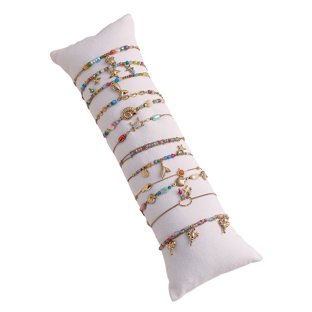 Set of 12 17cm colourful stainless steel shell beads bracelet