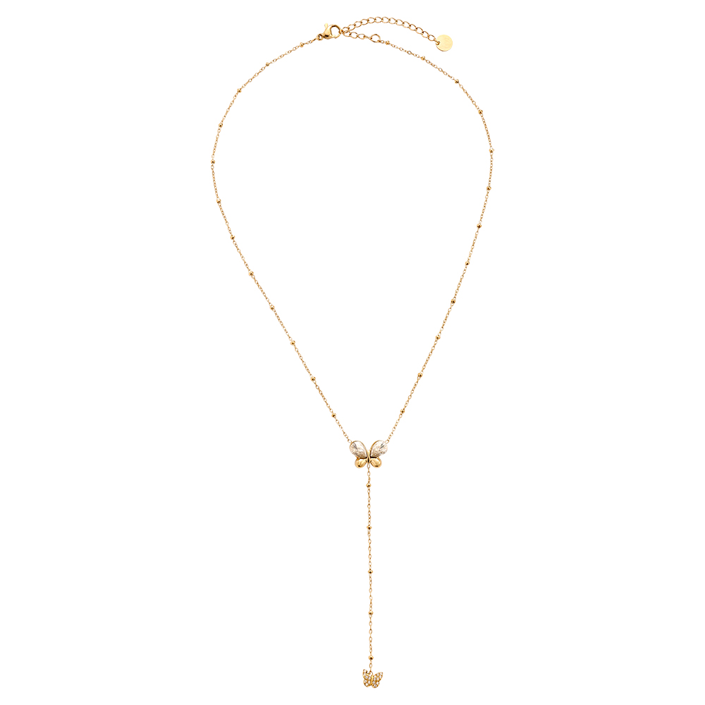 40cm rhinestone butterfly stainless steel necklace