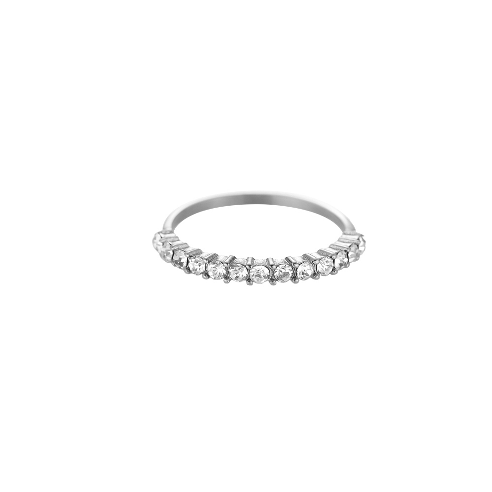 1/2 Shining Diamonds Hoop stainless steel ring