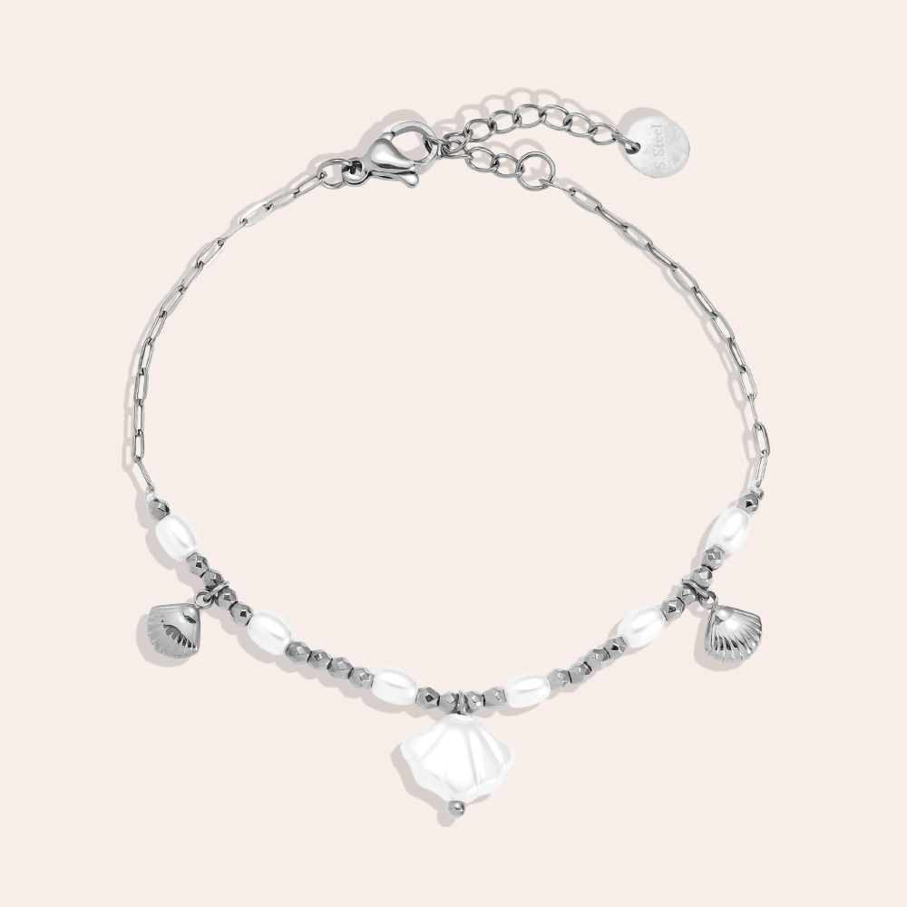 17cm Pearly Shell stainless steel bracelet