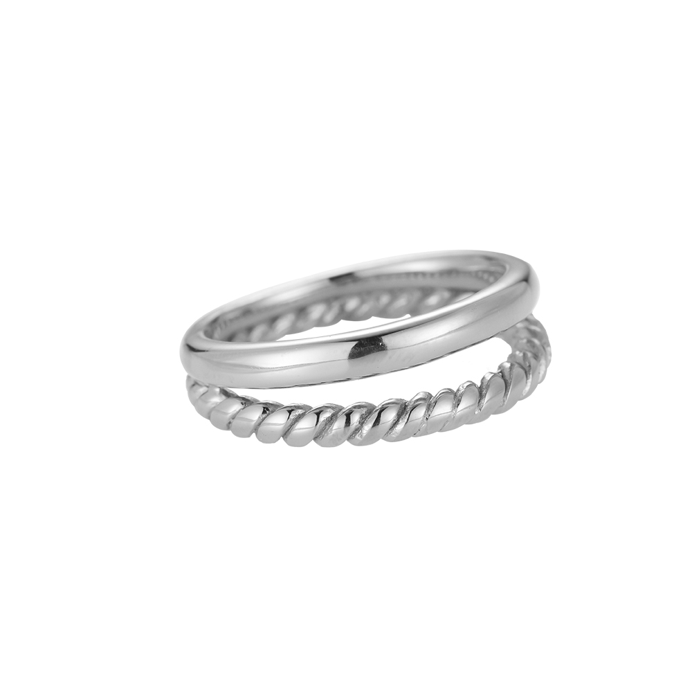 Twist 2 Layer Stainless Steel Ring