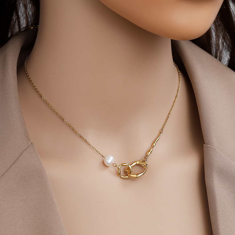 41cm Pearl And Cycles stainless steel necklace     