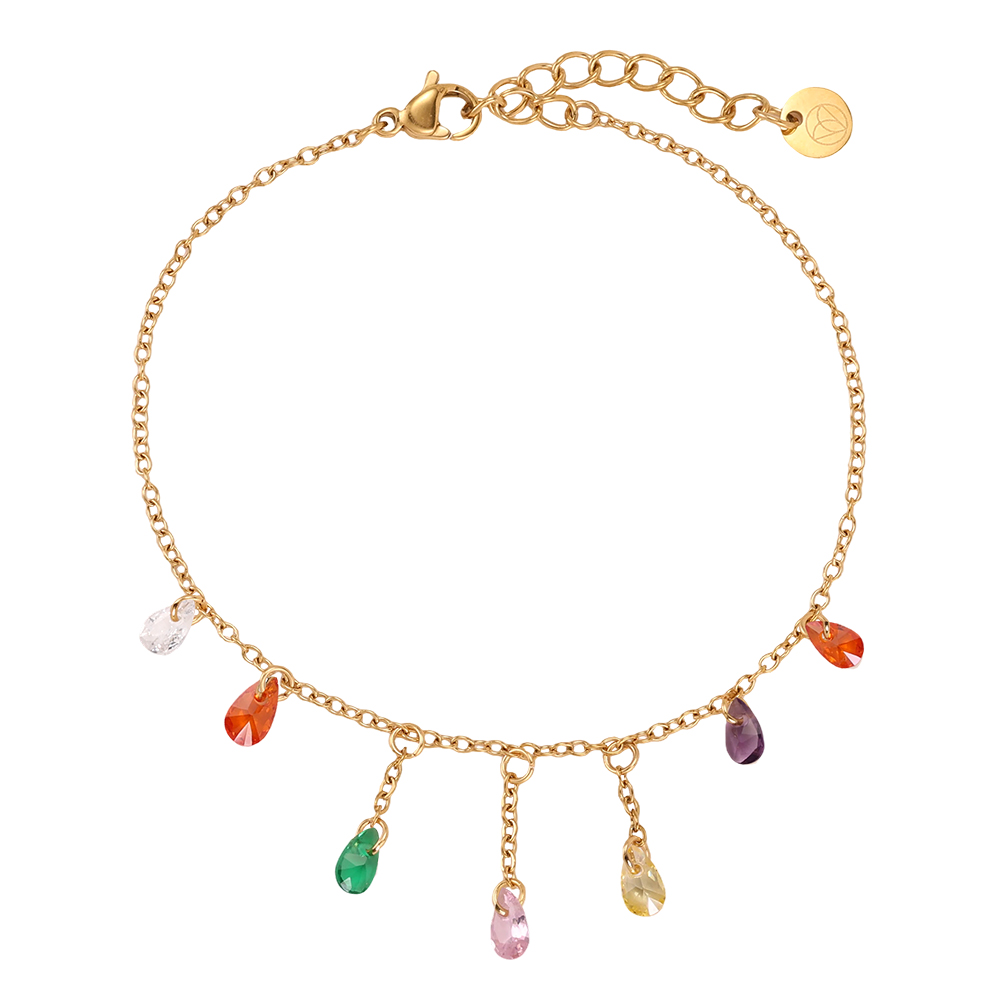 Stainless steel bracelet 17cm drop-shaped zirconia
