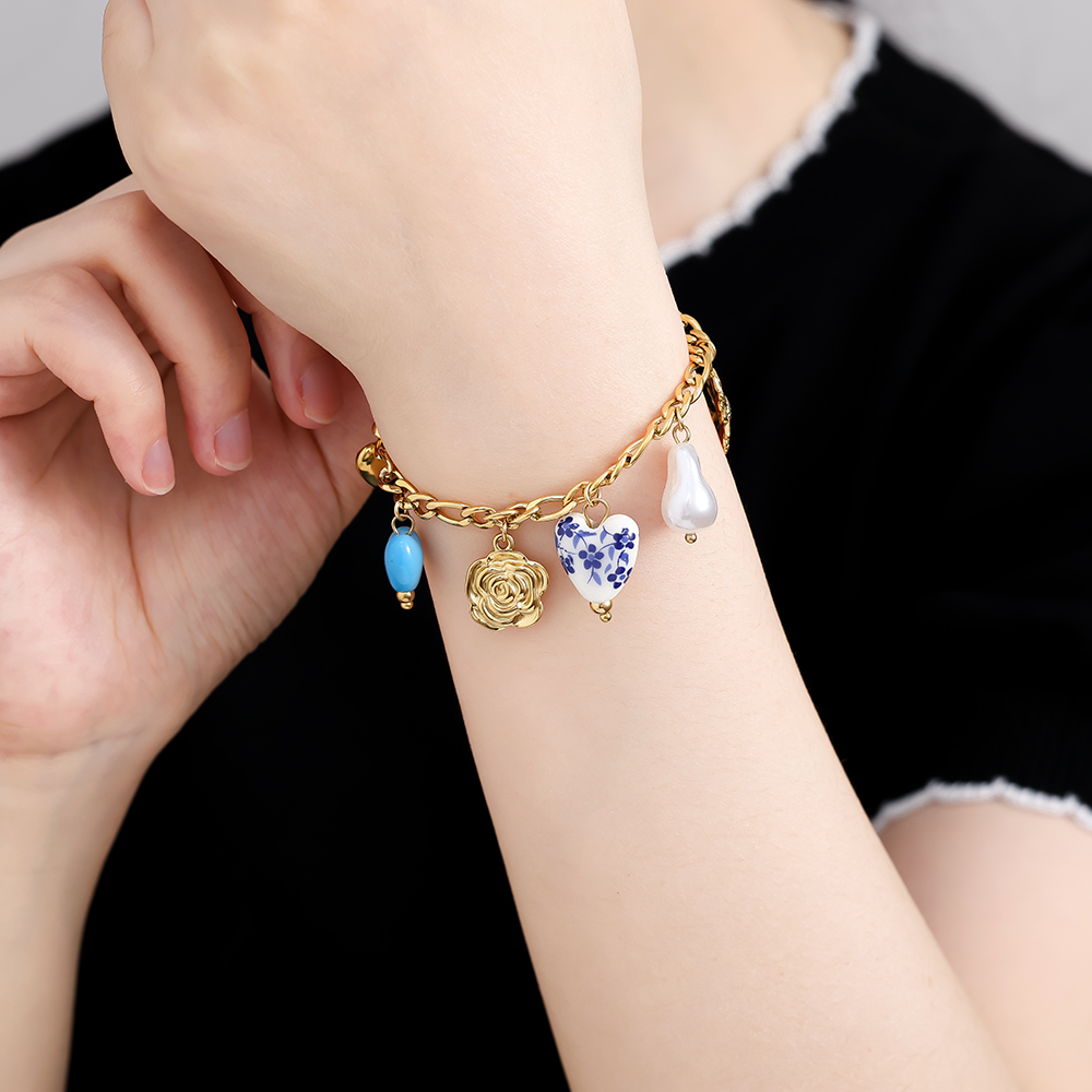 17cm Fancy Charms stainless steel bracelet  