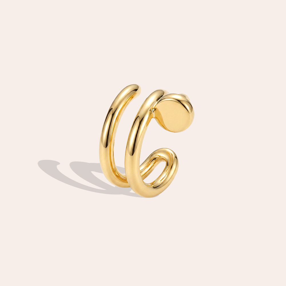 Gold-plated ear cuffs, 15mm nail shape
