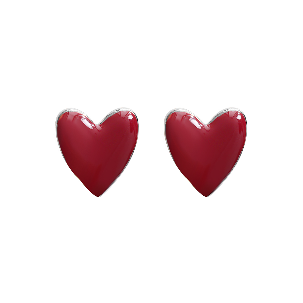 1.8*1.9cm Red Heart Stainless Steel Earrings      