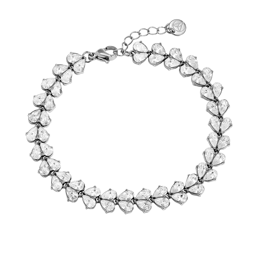 Stainless steel bracelet 17cm Diamond Heart Pieces