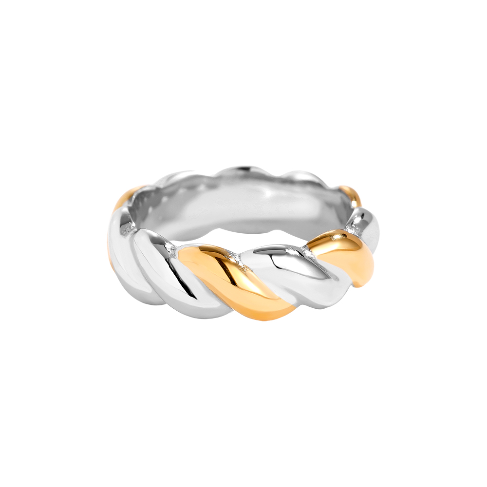 Twist Gold And Silver Stainless Steel Ring    