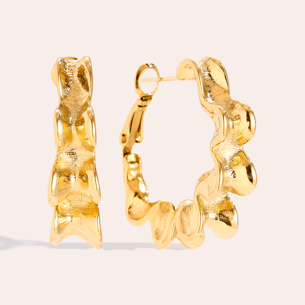 3cm Like Flower Hoop Stainless Steel Earrings     3cm Like Flower Hoop Stainless Steel Earrings