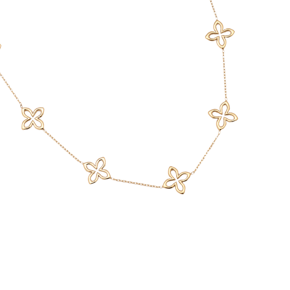 40cm Classic Lucky Flower stainless steel necklace    