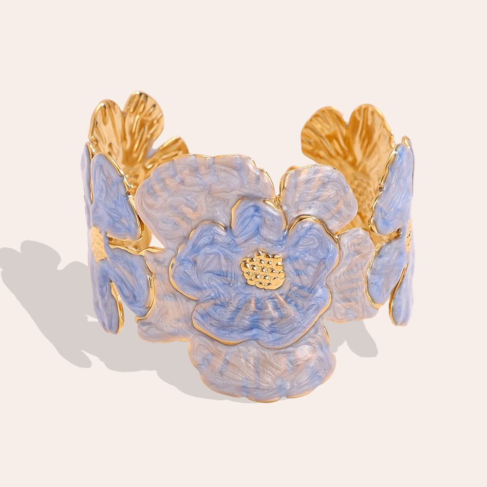 Stainless steel bracelet Adjustable beautiful large flowers