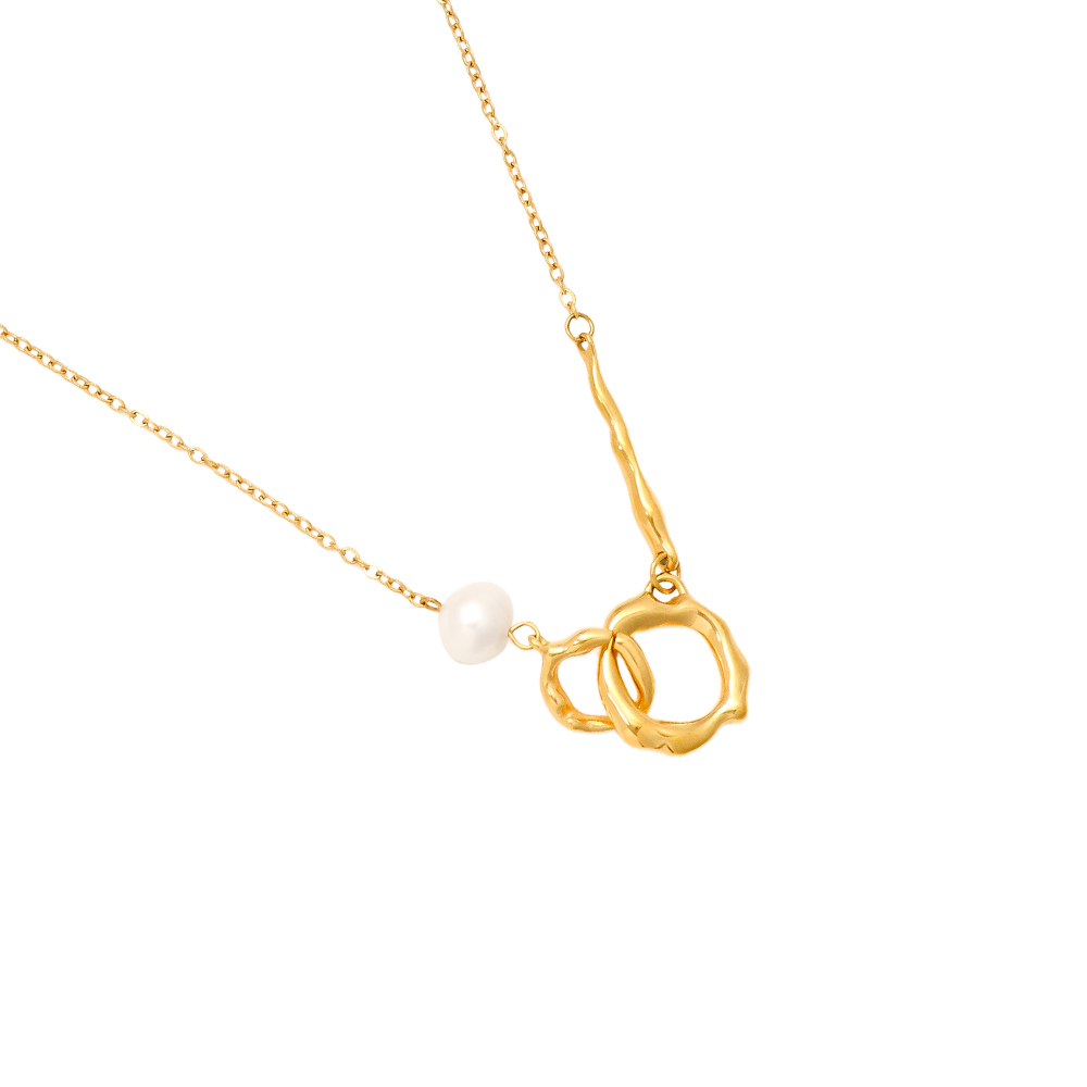 41cm Pearl And Cycles stainless steel necklace     