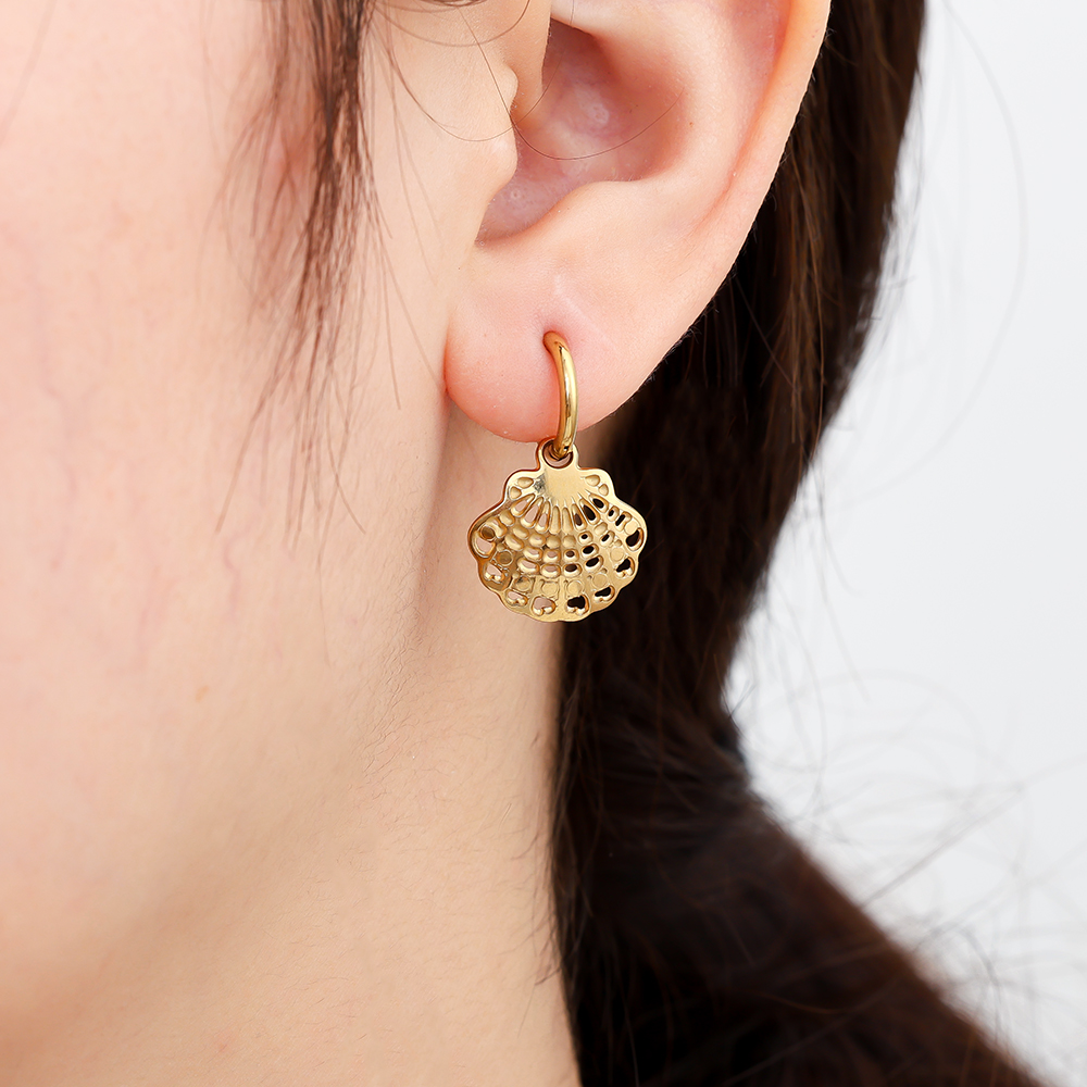 2.5cm Nice Shell stainless steel earrings       